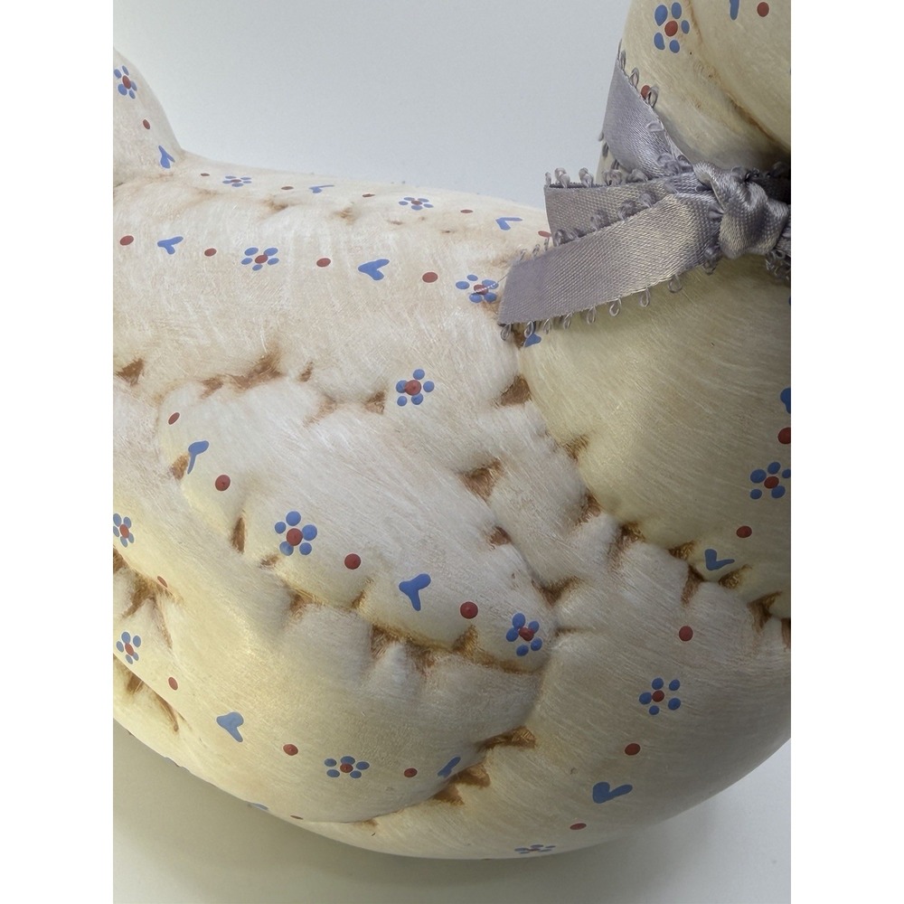 Vtg Ribbon Duck Lg 1982 Kimple Ceramic Garndmacore Cottagecore Quilted Folk Art - Picture 8 of 9